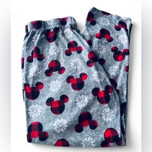Women’s Disney Gray Red Buffalo Check Mickey Mouse Pajama Pants/XL